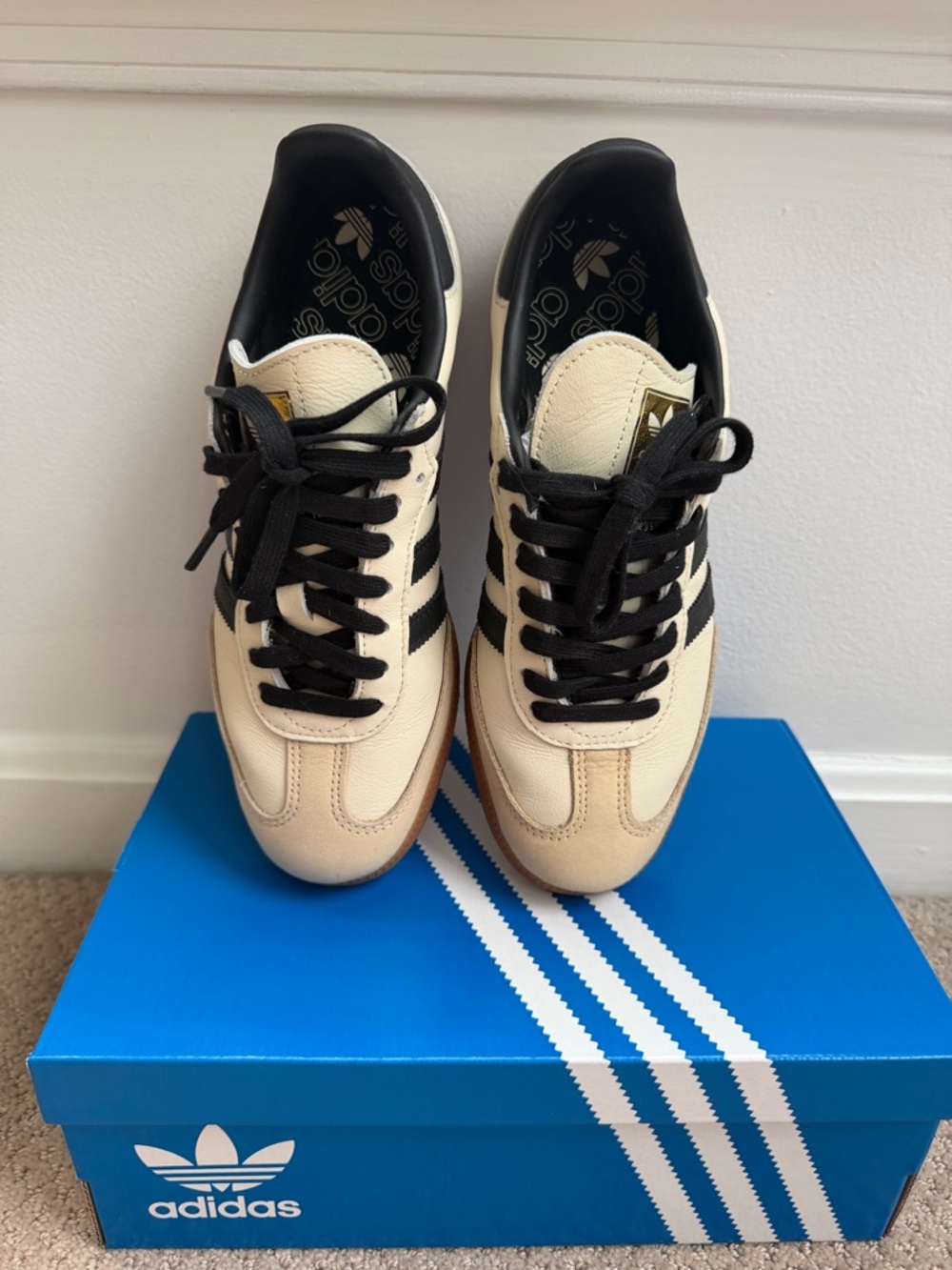 Adidas Samba OG Sneakers — Black & Cream with Gum Sole - Picture 4 of 11